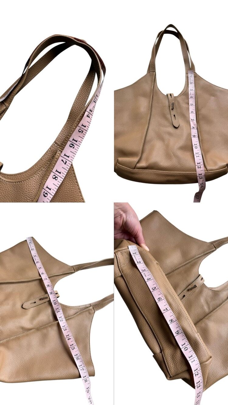 Tote Le Monde 100% Leather Milan Tote In The Color Camel Tan - Picture 12 of 12